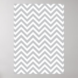 Gray & White Zig Zags Poster