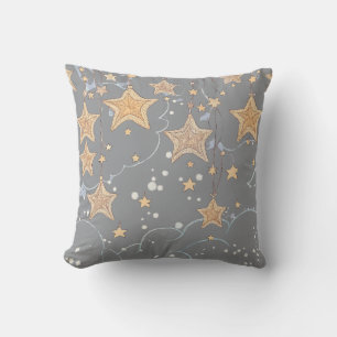 Gray Wish Star Throw Pillow