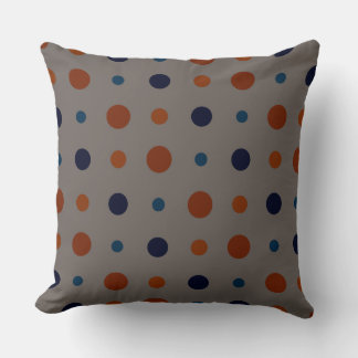 gray with blue and orange dots cushion