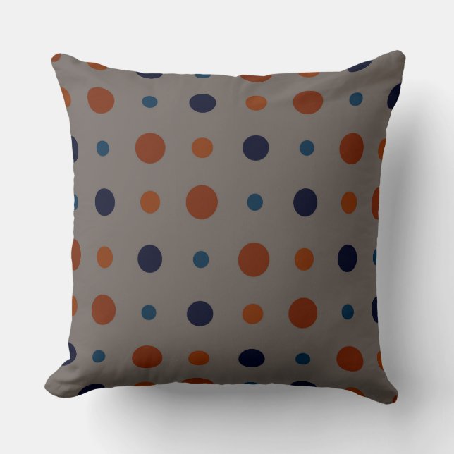 gray with blue and orange dots cushion (Front)