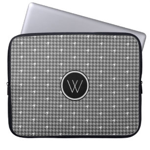 Gray with Silver Accent Houndstooth Laptop Sleeve