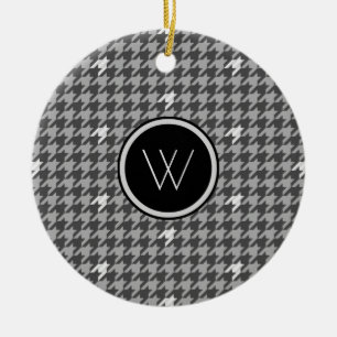 Gray with Silver Accent Houndstooth Ornament