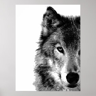Gray Wolf Eye Artwork Poster Print