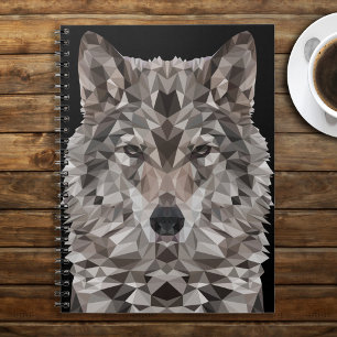 Gray Wolf Geometric Portrait Notebook