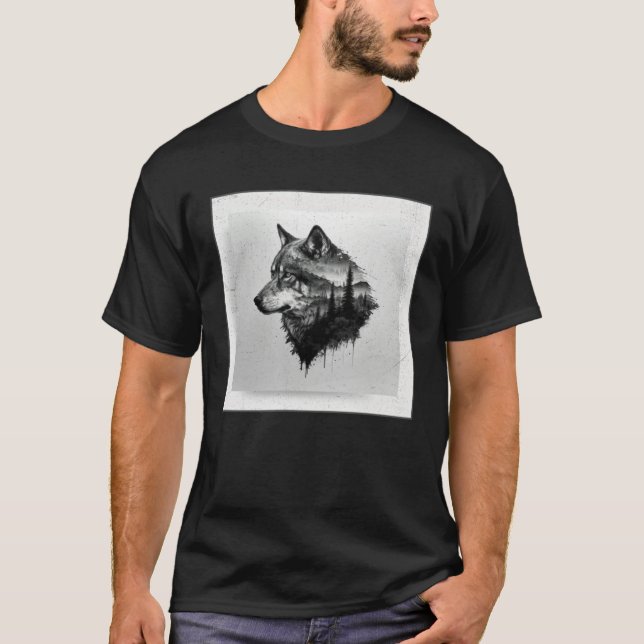Gray Wolf Paint Splatter Warrior Wild Animal Uniqu T-Shirt (Front)