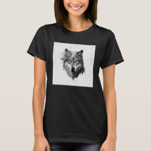 Gray Wolf Paint Splatter Warrior Wild Animal Uniqu T-Shirt