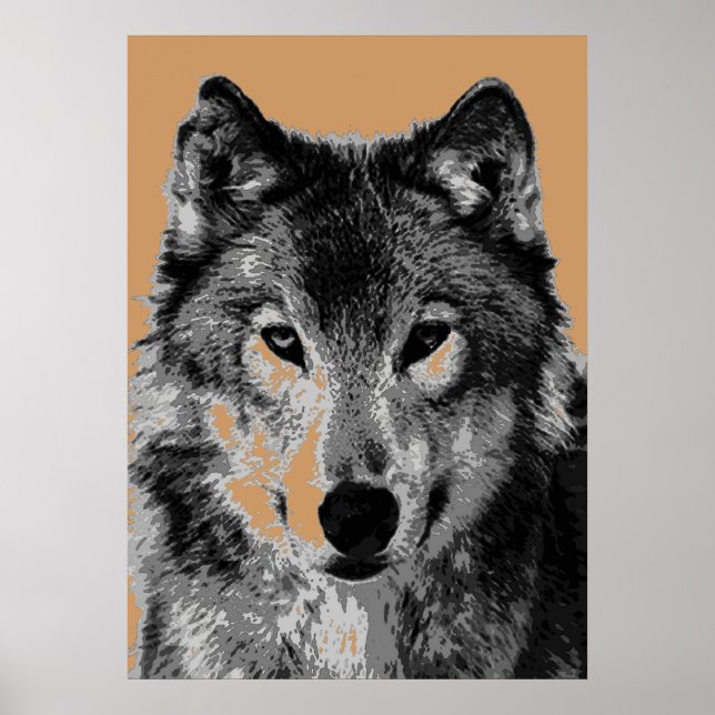 Gray Wolf Portrait Motivational Freedom Poster (Front)