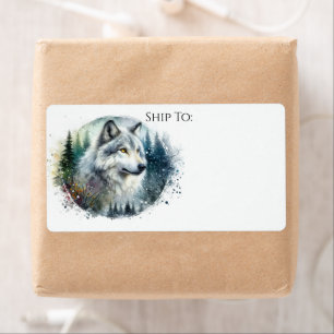 Gray Wolf Portrait Northern Winter Woodland Forest