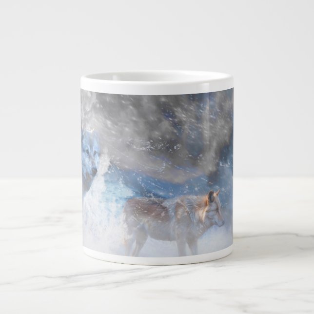 Gray Wolf "WOLF TERITORIES" 20oz Large Coffee Mug (Front)