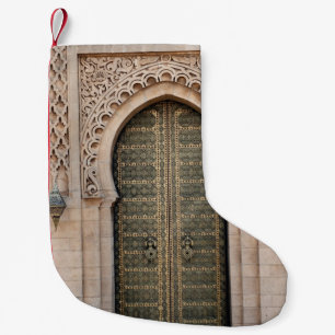 GRAY WOODEN DOOR SMALL CHRISTMAS STOCKING