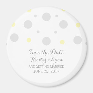 Gray Yellow Confetti Save the Date Magnet