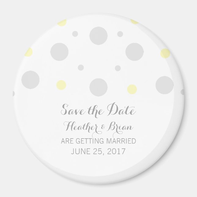 Gray Yellow Confetti Save the Date Magnet (Front)