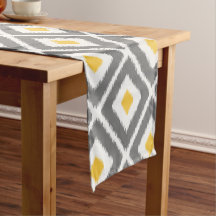 Gray, Yellow, White Ikat Diamond Pattern