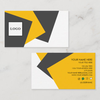 Gray Yellow White Modern Business Card