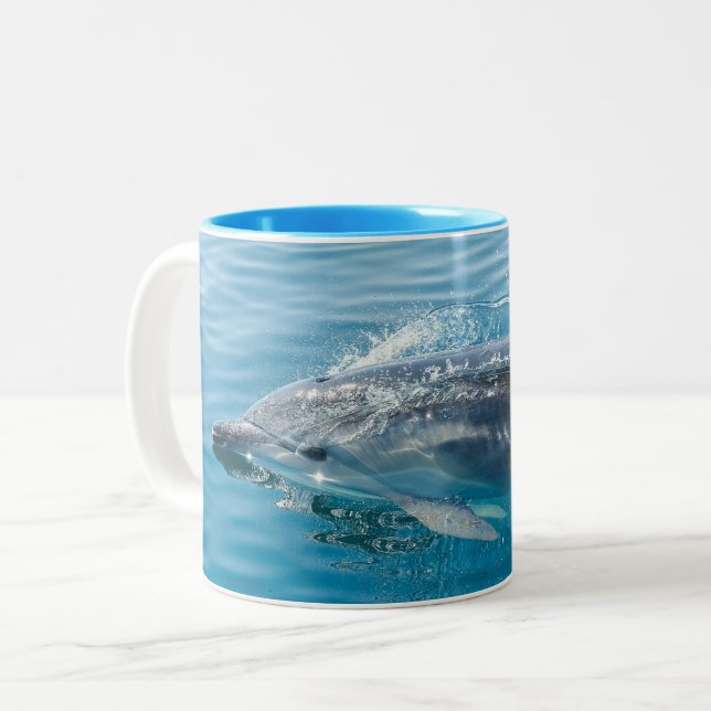 Grayish Black and white Dolphin Mug (Front Left)