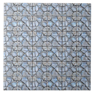 Grayish blue clay floral pattern inspired tile