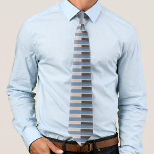 Grayish Blue Stripes On A Split Tan And Brown Tie