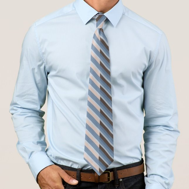 Grayish Blue Stripes On A Split Tan And Brown      Tie (Creator Uploaded)