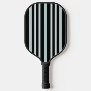 Grayish Grey Green Line Stripes On Black Pickleball Paddle
