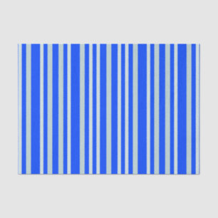 Grayish Grey Green Line Stripes On Blue  Tissue Paper