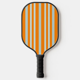 Grayish Grey Green Line Stripes On Orange Pickleball Paddle