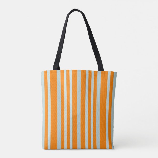 Grayish Grey Green Line Stripes On Orange  Tote Bag (Back)