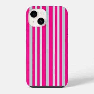 Grayish Grey Green Line Stripes On Pretty In Pink iPhone 14 Case