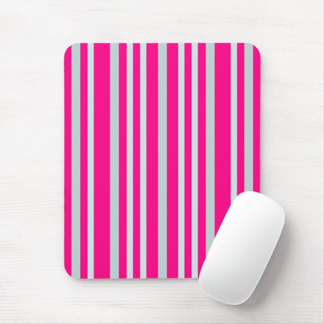 Grayish Grey Green Line Stripes On Pretty In Pink  Mouse Mat (With Mouse)