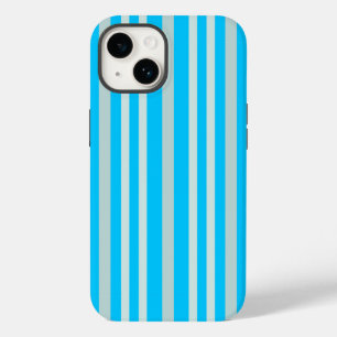 Grayish Grey Green Line Stripes On Sky Blue  Case-Mate iPhone 14 Case