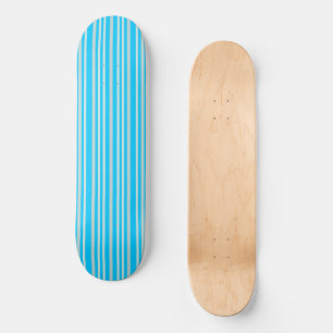 Grayish Grey Green Line Stripes On Sky Blue Skateboard