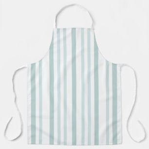 Grayish Grey Green Line Stripes On White Apron
