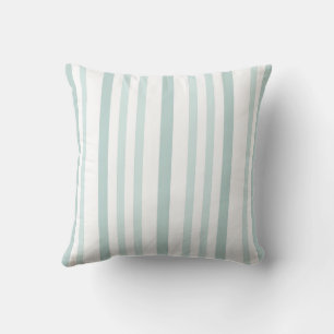 Grayish Grey Green Line Stripes On White Cushion