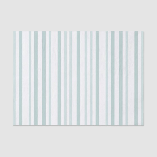 Grayish Grey Green Line Stripes On White Tissue Paper (Front)