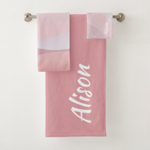 Grayish purple gradient  abstract name bath towel set