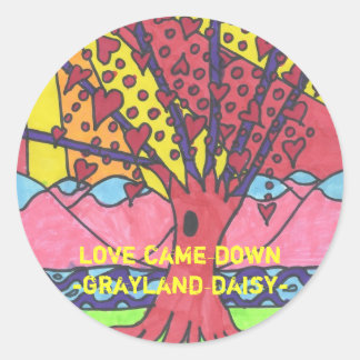 Grayland Daisy Tree of Love Round Sticker... Classic Round Sticker