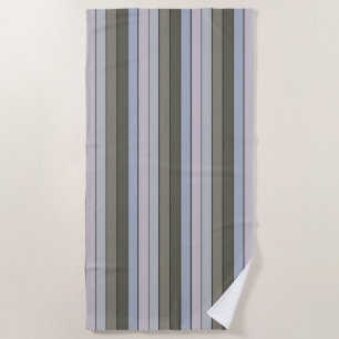 Grays Greens And Black Stripes On Watercolor Paper Beach Towel