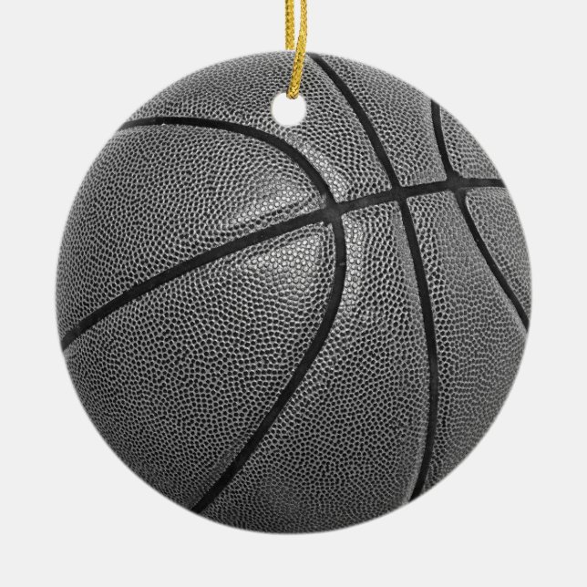Grayscale Basketball Ceramic Tree Decoration (Front)