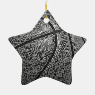 Grayscale Basketball Ceramic Tree Decoration