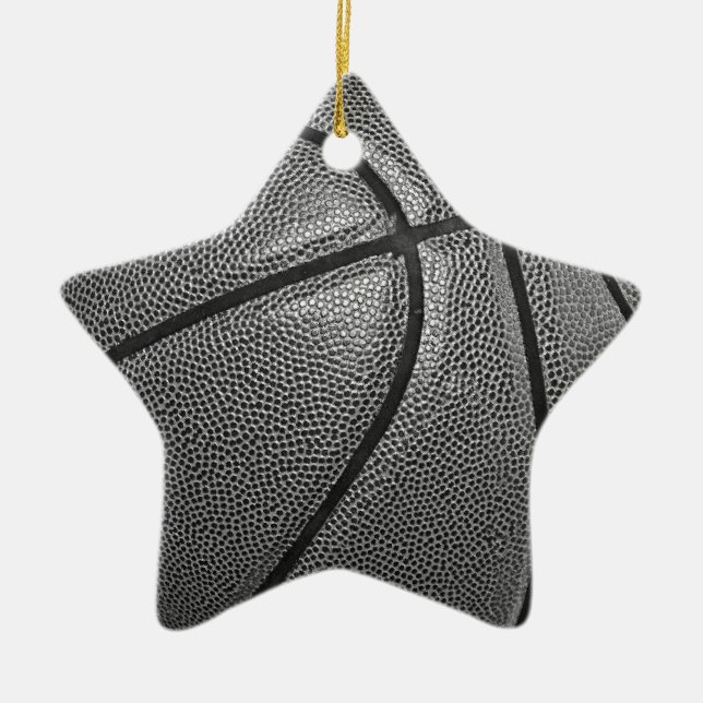 Grayscale Basketball Ceramic Tree Decoration (Front)