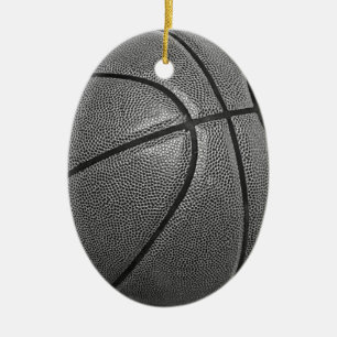 Grayscale Basketball Ceramic Tree Decoration