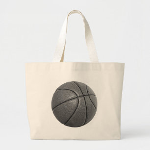 Grayscale Basketball Large Tote Bag