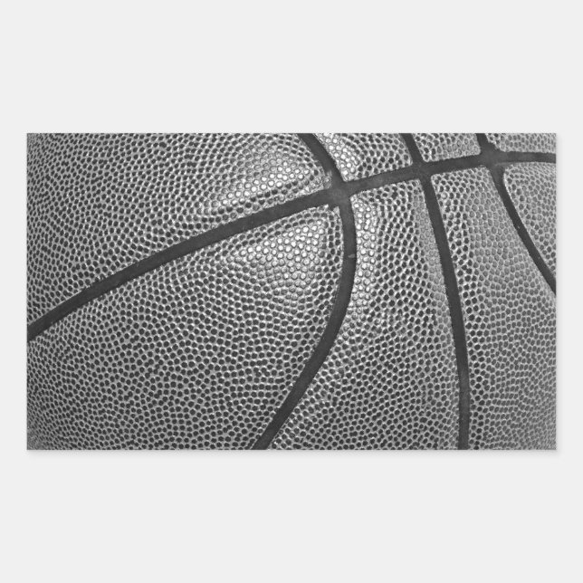 Grayscale Basketball Rectangular Sticker (Front)