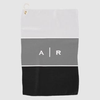 Grayscale Color Block Monogram Golf Towel
