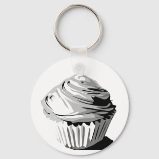 Grayscale cupcake keychain