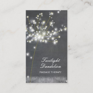 Grayscale Dandelion Massage Therapy Business Card