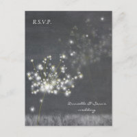 Grayscale Dandelions Wedding RSVP