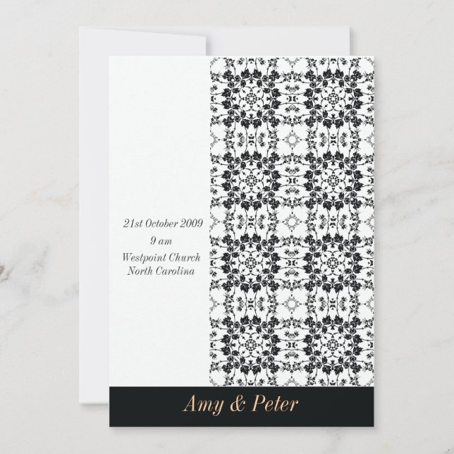 grayscale Florish wedding invitation card (Front)