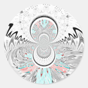 Grayscale Kaleidoscope Art Print Classic Round Sticker