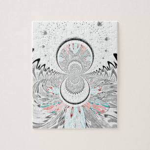 Grayscale Kaleidoscope Art Print Jigsaw Puzzle