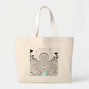 Grayscale Kaleidoscope Art Print Large Tote Bag